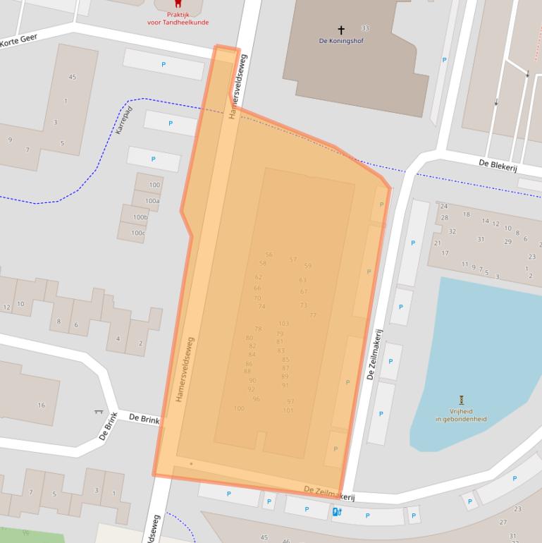 Kaart van postcodegebied 3831CW.