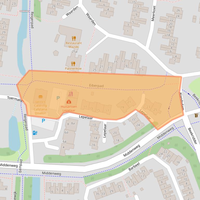 Kaart van postcodegebied 3831DD.