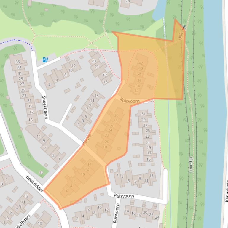 Kaart van postcodegebied 3831DH.