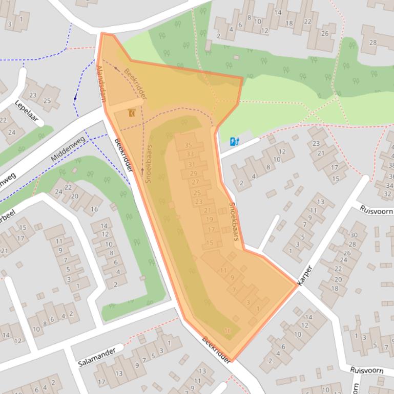 Kaart van postcodegebied 3831DJ.