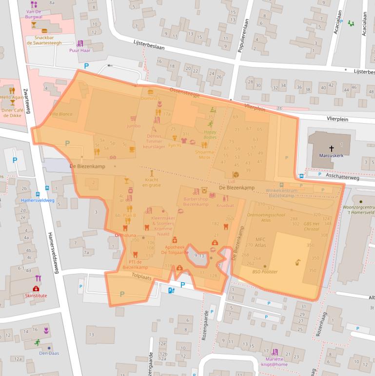 Kaart van postcodegebied 3831JA.