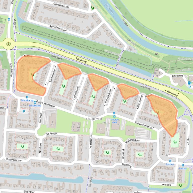 Kaart van postcodegebied 3831PJ.