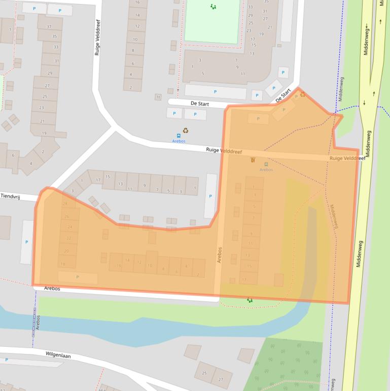 Kaart van postcodegebied 3831PZ.