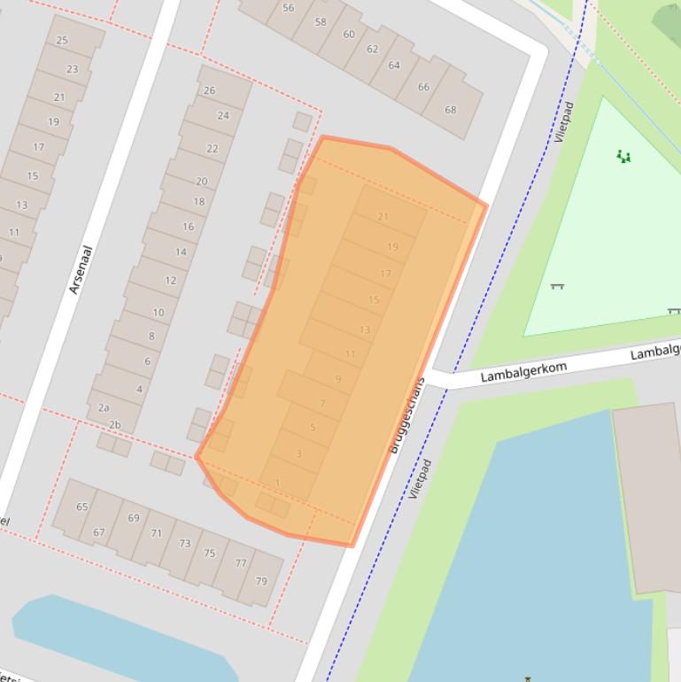 Kaart van postcodegebied 3831RR.