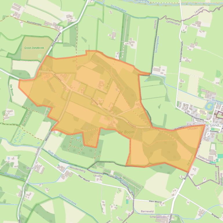 Kaart van postcodegebied 3831SE.