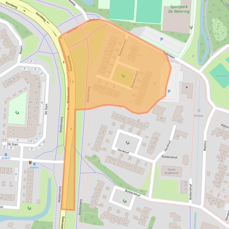 Kaart van postcodegebied 3831WD.