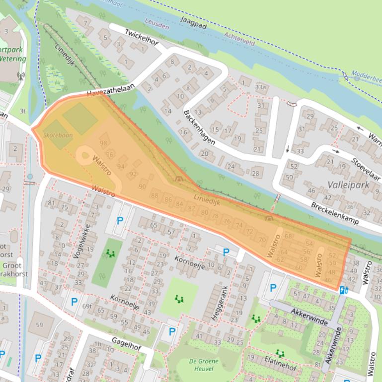 Kaart van postcodegebied 3831WZ.