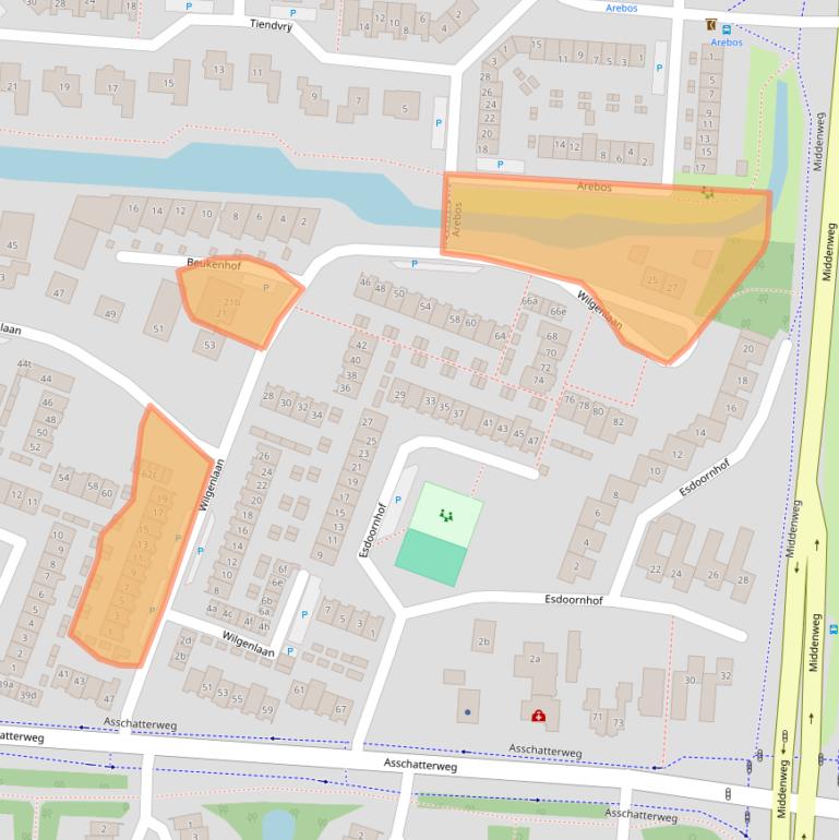 Kaart van postcodegebied 3831XT.