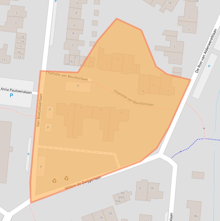 Kaart van postcodegebied 3832AJ.