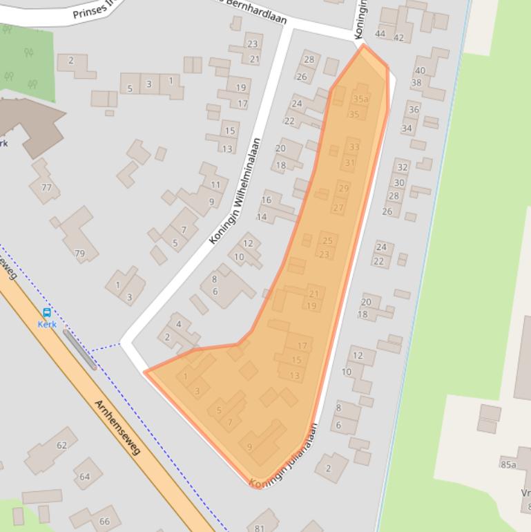 Kaart van postcodegebied 3832BA.