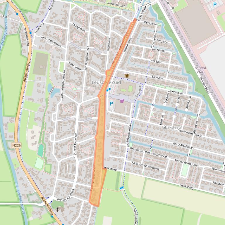 Kaart van postcodegebied 3832BE.