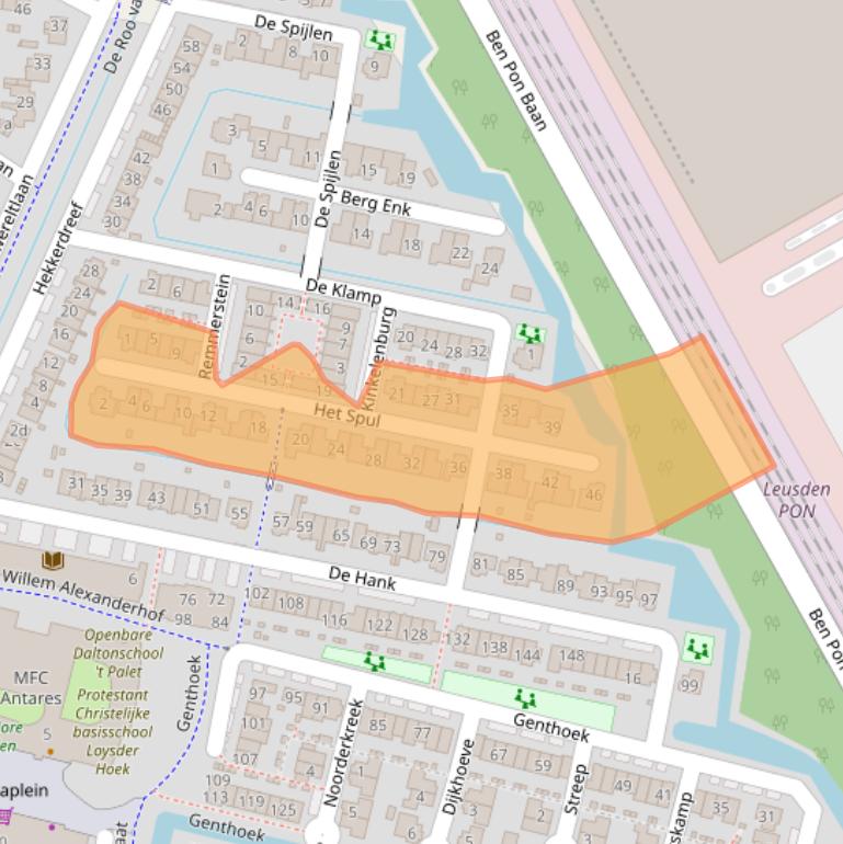 Kaart van postcodegebied 3832JH.