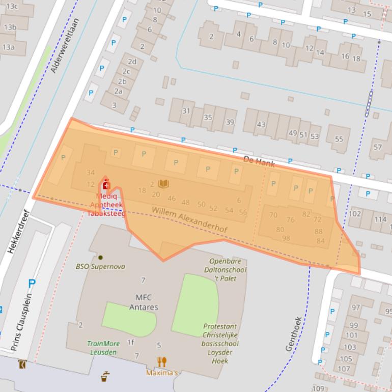 Kaart van postcodegebied 3832JL.