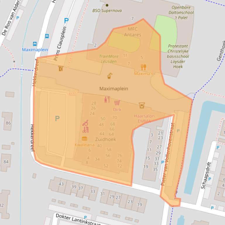Kaart van postcodegebied 3832JS.