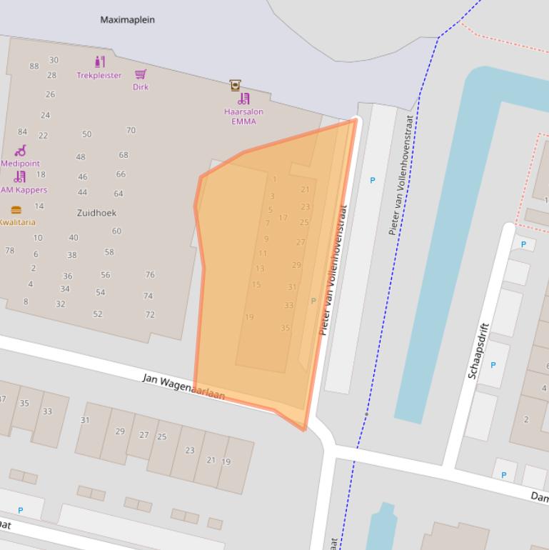 Kaart van postcodegebied 3832JT.