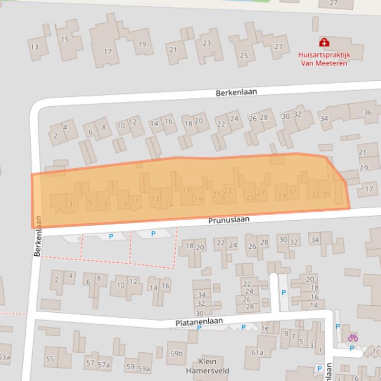 Kaart van postcodegebied 3833AS.