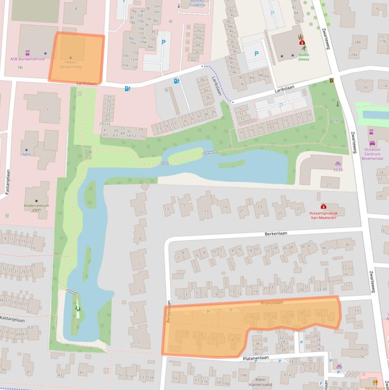 Kaart van postcodegebied 3833AT.