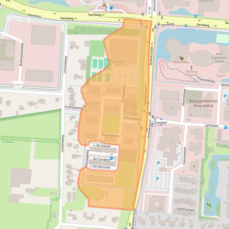 Kaart van postcodegebied 3833AZ.