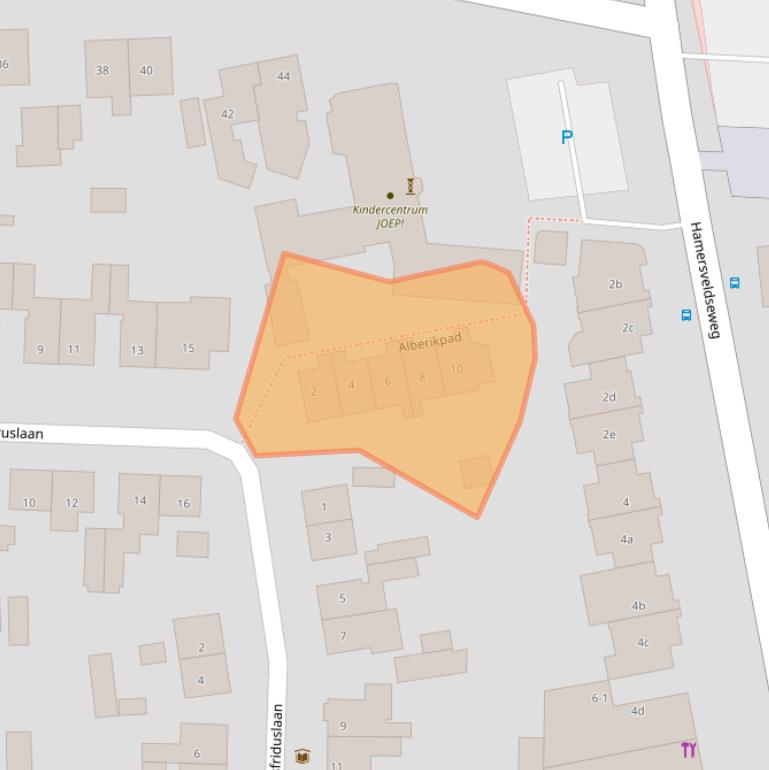 Kaart van postcodegebied 3833BV.