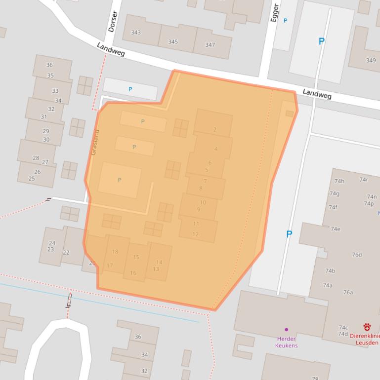 Kaart van postcodegebied 3833CC.