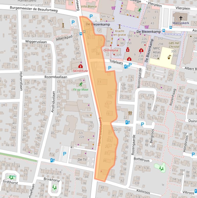 Kaart van postcodegebied 3833GK.