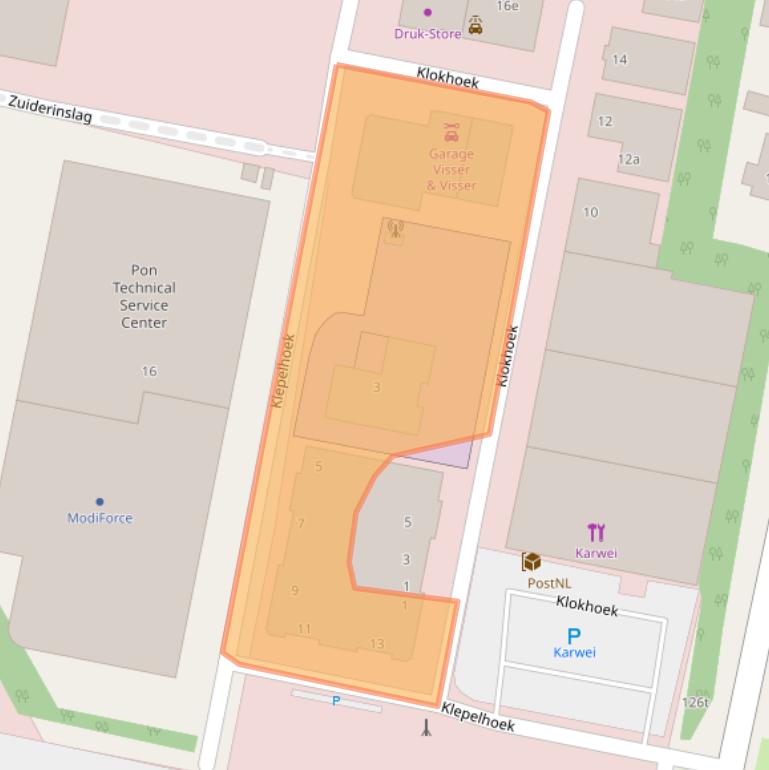 Kaart van postcodegebied 3833GZ.