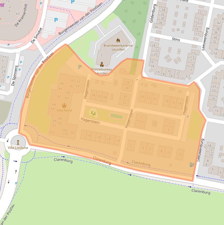 Kaart van postcodegebied 3834BZ.