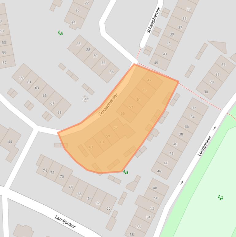 Kaart van postcodegebied 3834CJ.