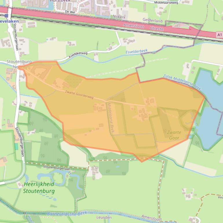 Kaart van postcodegebied 3836PD.