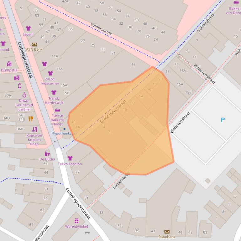 Kaart van postcodegebied 3841AV.