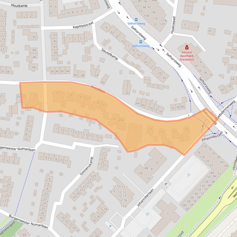 Kaart van postcodegebied 3841DN.