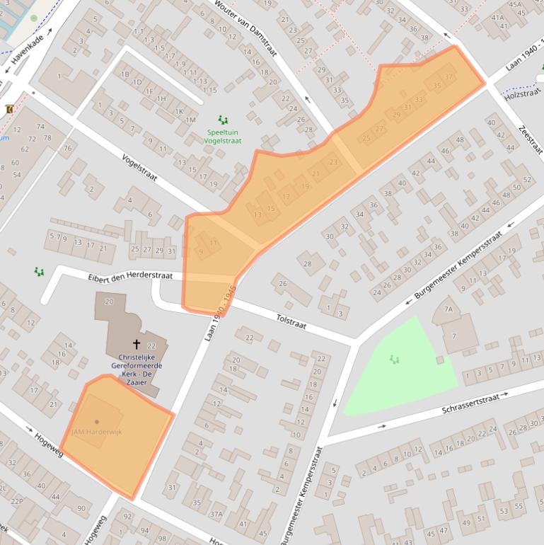 Kaart van postcodegebied 3841JA.