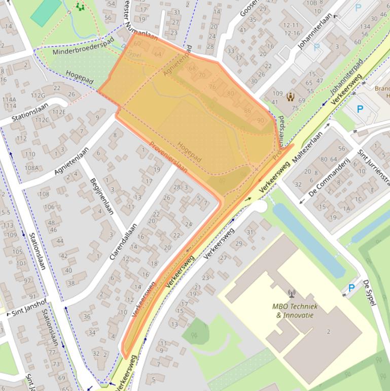 Kaart van postcodegebied 3841XN.