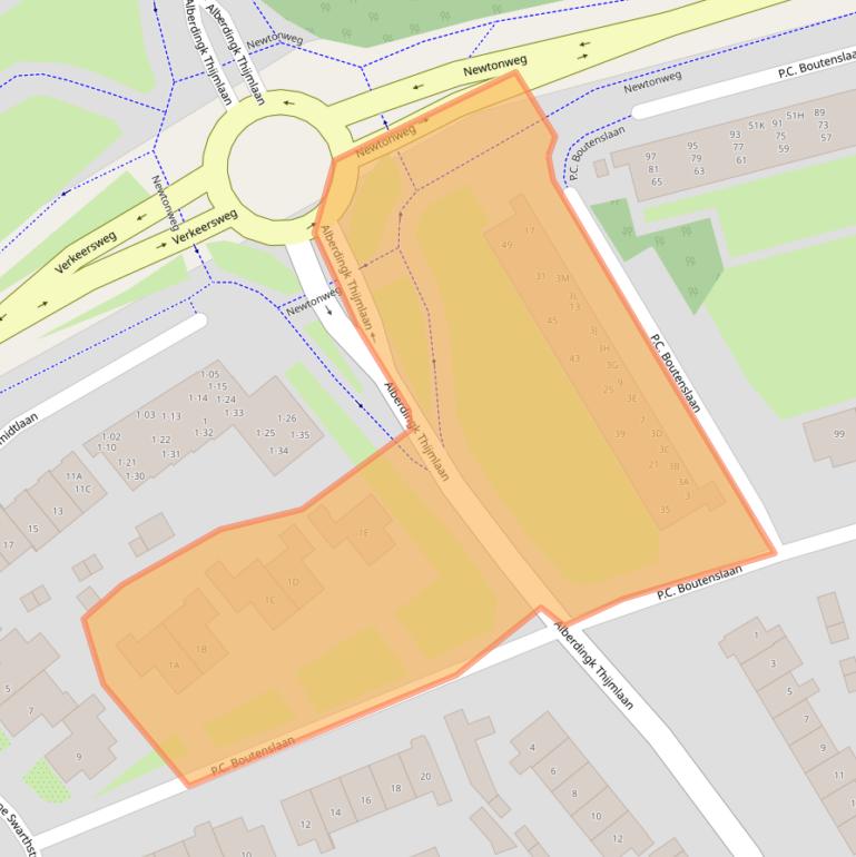 Kaart van postcodegebied 3842BA.