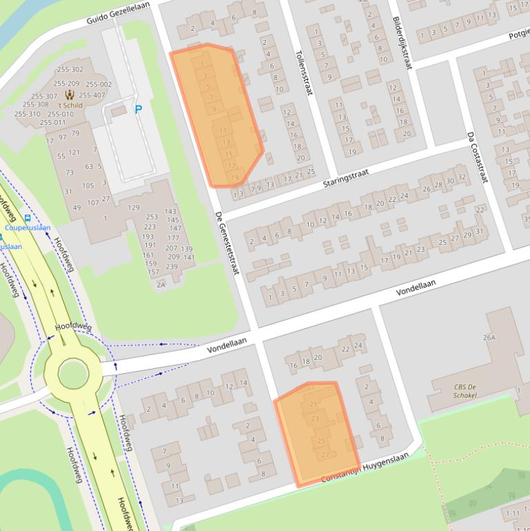 Kaart van postcodegebied 3842XA.