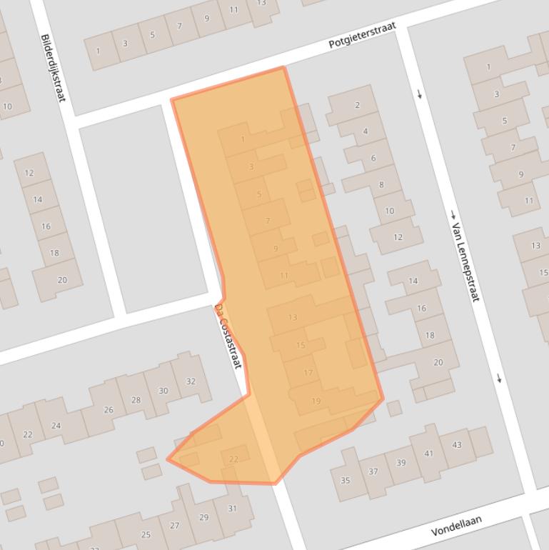 Kaart van postcodegebied 3842XV.