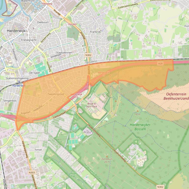 Kaart van postcodegebied 3843.