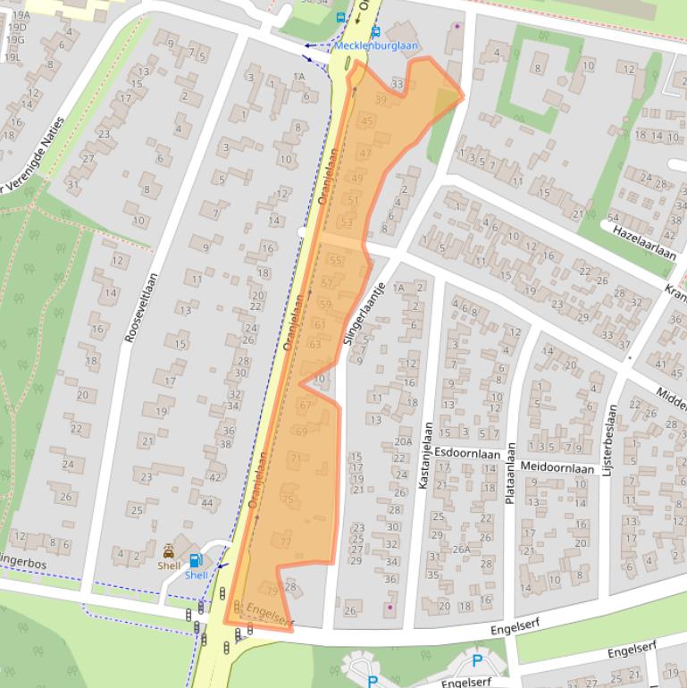 Kaart van postcodegebied 3843AB.