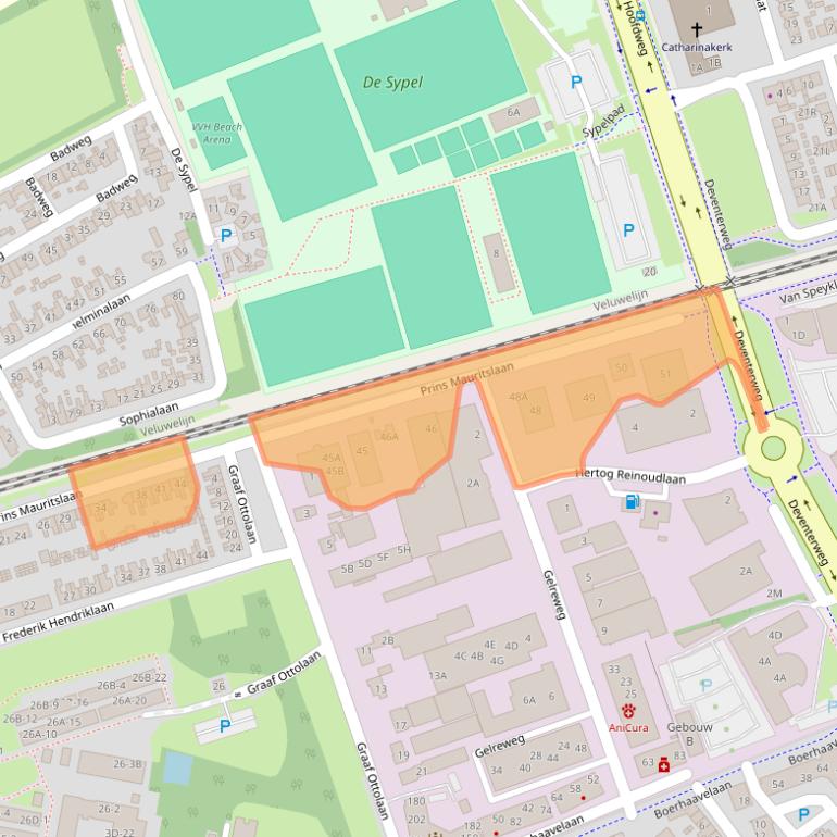 Kaart van postcodegebied 3843AJ.