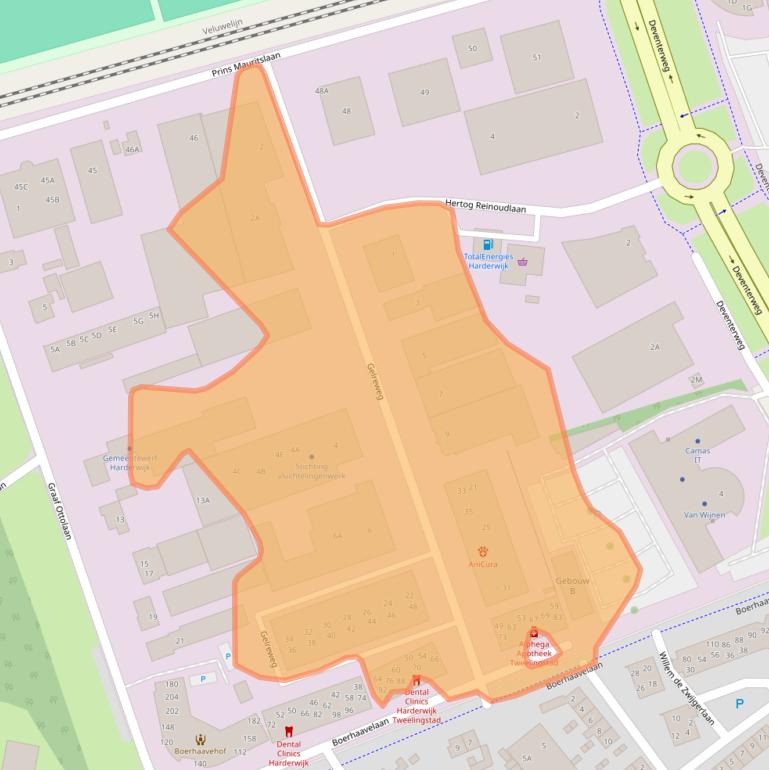 Kaart van postcodegebied 3843AN.