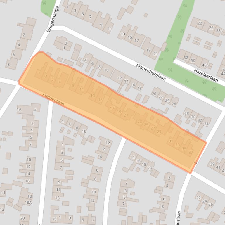 Kaart van postcodegebied 3843BA.