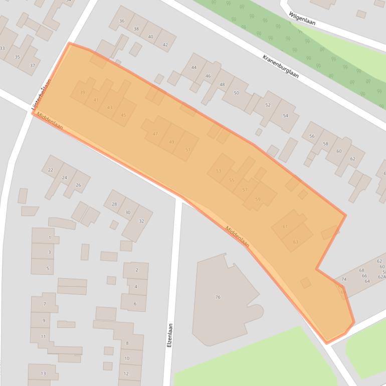 Kaart van postcodegebied 3843BB.