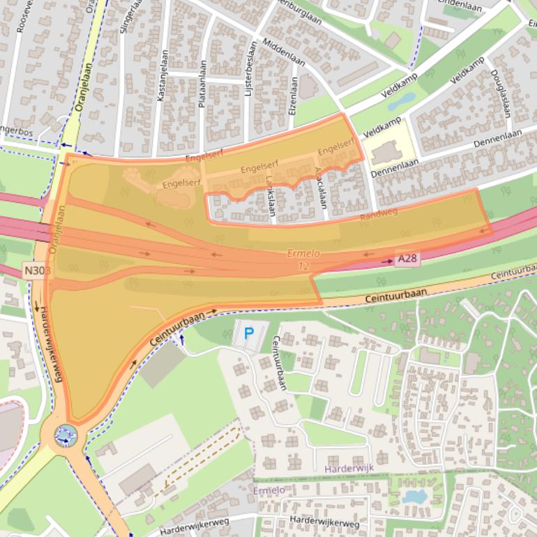 Kaart van postcodegebied 3843BD.