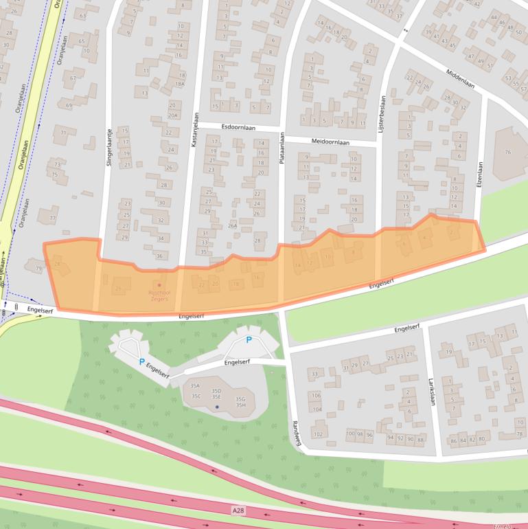 Kaart van postcodegebied 3843BE.