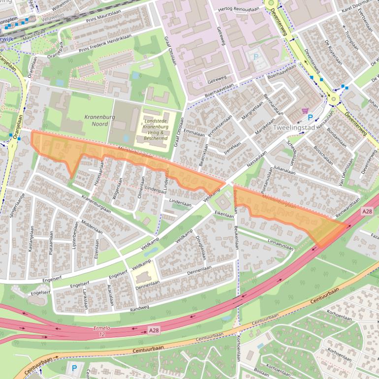 Kaart van postcodegebied 3843BP.