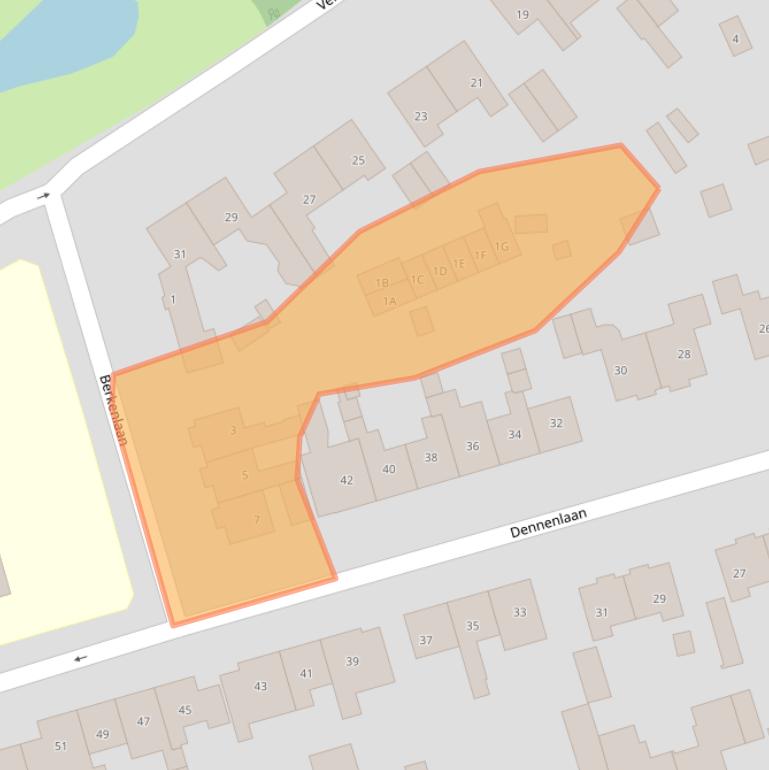 Kaart van postcodegebied 3843BT.