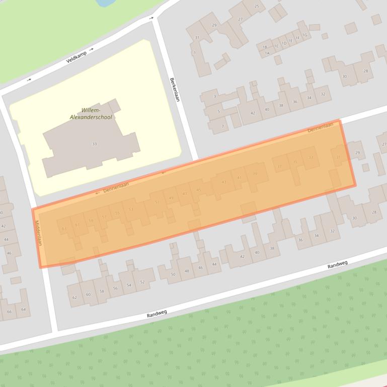 Kaart van postcodegebied 3843BW.