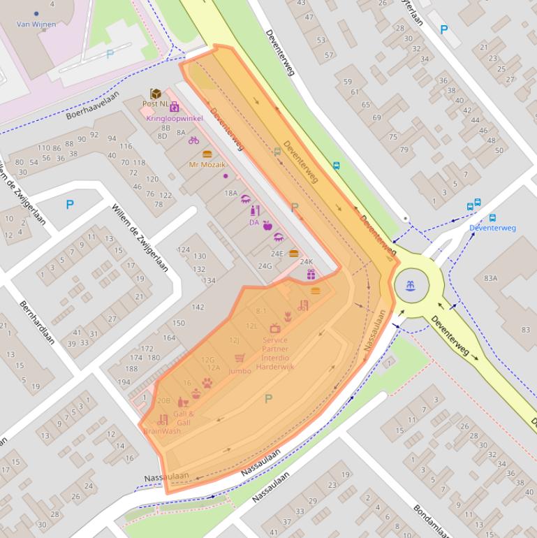 Kaart van postcodegebied 3843DC.