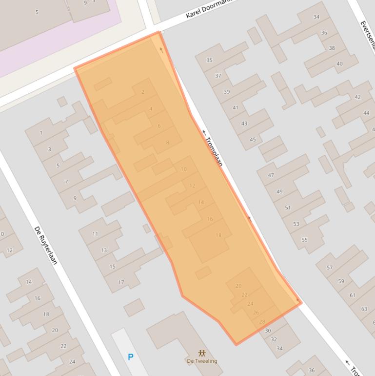 Kaart van postcodegebied 3843EG.