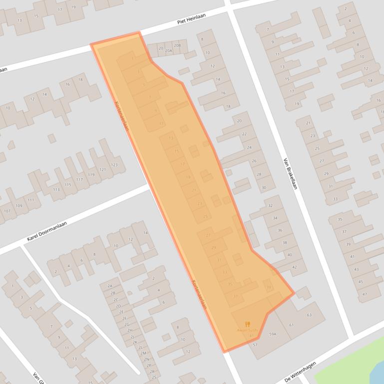 Kaart van postcodegebied 3843ET.